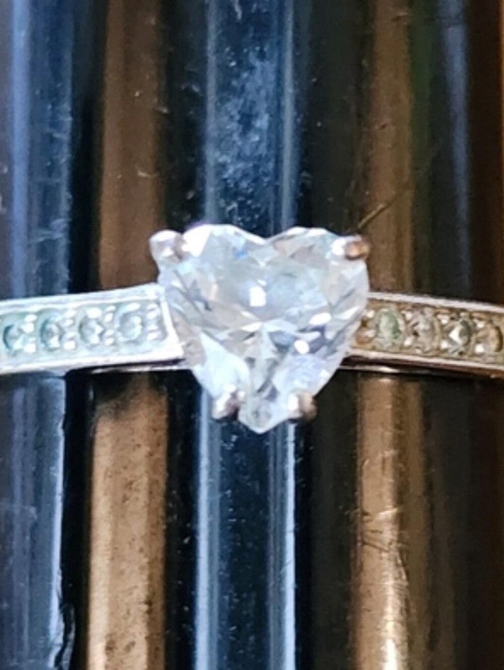 Swarovski Sterling Silver Heart Crystal Pavé Ring Size 8